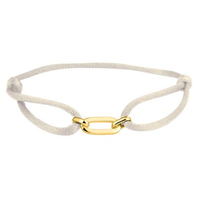 Armband Ovale schakel 20 x 6 mm satijn-zilver ivoorwit-goudkleurig 13-26 cm