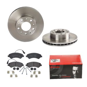 Remmenset, remschijf BREMBO, Remschijftype: Binnen geventileerd, Inbouwplaats: Vooras, u.a. für Fiat, Peugeot, Citroën