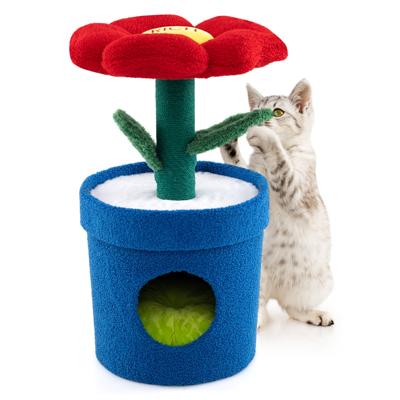 Zoete Kattenboom met Kattenhol Kittens Toren met Gevoerde Bloemen-uitkijkpunt Rood