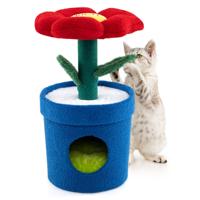 Zoete Kattenboom met Kattenhol Kittens Toren met Gevoerde Bloemen-uitkijkpunt Rood