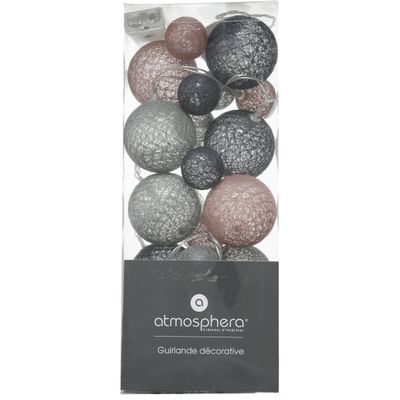 Lichtslinger/lichtsnoer met 20 decoratieve verlichte balletjes - multi kleur mix - 210 cm - batterij