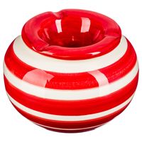 Terras asbak/stormasbak rond keramiek 12 x 7,5 cm rood met streep