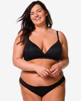 HEMA Damesstring micro lasercut met kant zwart (zwart)