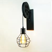 40W granaat Retro smeedijzer katrol opheffing muur Lamp Corridor gangpad veranda muur Lamp (zwart geen lamp)