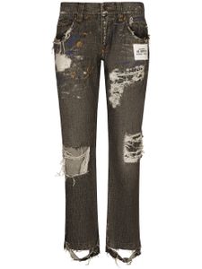 Dolce & Gabbana jean droit Re-Edition à effet usé - Gris