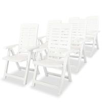 Tuinstoelen 6 st verstelbaar kunststof wit