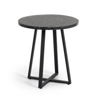 Kave Home - Tella ronde terrazzo tafel in zwart met stalen poten Ø 70