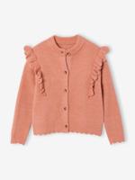 Meisjesvest met fantasie ruches roze (poederkleur)