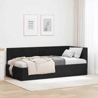 Hoekbedframe met hoofdeinde Zwart 90 cm x 200 cm Fluweel