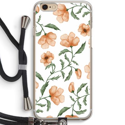 Peachy flowers: iPhone 6 / 6S Transparant Hoesje met koord