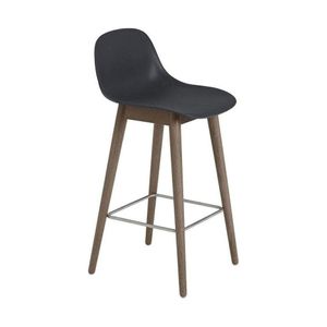 Muuto Fiber barkruk met rugleuning H65 zwart