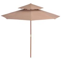 The Living Store Parasol The Living Store Tuinparasol - 270 x 256 cm - Houten frame - Polyester doek - Taupe - thumbnail