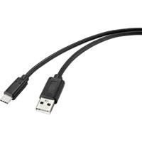 Renkforce USB-kabel USB 2.0 USB-C stekker, USB-A stekker 1.00 m Zwart Met anti-microbacterieel oppervlak RF-4699378 - thumbnail