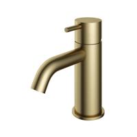 Hotbath Cobber - Wastafelmengkraan - zonder Waste - Laag - Geborsteld Messing PVD - Opbouw - Messing - V01