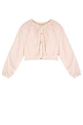 NoNo Zomer blouse meisjes Ivoor wit - AOP hartjes - cropped - Tomas