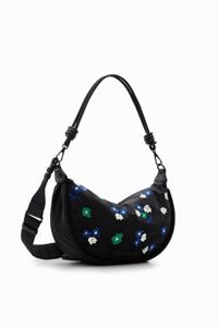 Middelgrote tas met bloemen - BLACK - U