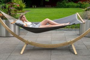 Tropilex Hangmatset Double 'Wood & American' Grey - Grijs - Amerikaans, Spreidstok, Weerbestendig - 180 kg