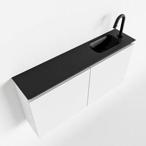 Toiletmeubel Mondiaz Ture | 100 cm | Meubelkleur Talc | Eden wastafel Urban Rechts | 1 kraangat
