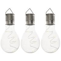 Solar hanglamp bol/peertje - 3x - transparant - kunststof - 14 cm