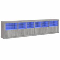 vidaXL Dressoir met LED-verlichting 283x37x67 cm grijs sonoma eiken - thumbnail