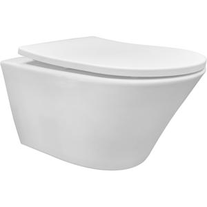 Wiesbaden Vesta Wandcloset Rimless met Shade Slim Toiletzitting - Softclose en Quick Release - Glans Wit