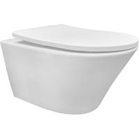 Wiesbaden Vesta Wandcloset Rimless met Shade Slim Toiletzitting - Softclose en Quick Release - Glans Wit