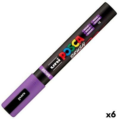 Markeerstift BRUSH POSCA PC-5BR Paars (6 Stuks)