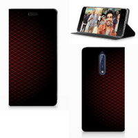 Nokia 8 Hoesje met Magneet Geruit Rood - thumbnail
