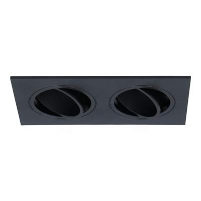 Mallorca LED Inbouwspot Dubbel - Kantelbaar - 93x173mm - GU10 Fitting incl. lamphouder - Rechthoekig - IP22 - Zwart