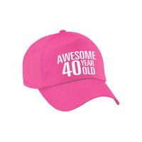Awesome 40 year old verjaardag pet / cap roze voor dames en heren - thumbnail