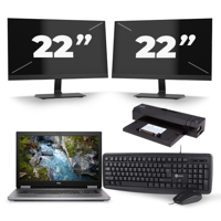 Dell Precision 7740 - Intel Core i7-9e Generatie - 17 inch - 16GB RAM - 256GB SSD - Windows 11 + 2x 22 inch Monitor