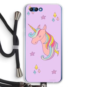 Roze eenhoorn: Honor 10 Transparant Hoesje met koord