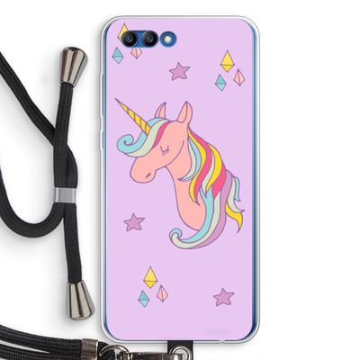 Roze eenhoorn: Honor 10 Transparant Hoesje met koord