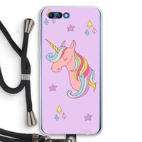 Roze eenhoorn: Honor 10 Transparant Hoesje met koord