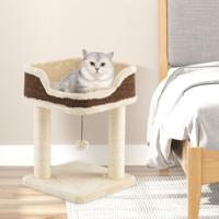 Kleine Krabpaal met Pluche Zitplaats & Bal & Sisal Krabpalen Kattenboom Kattenkrabpaal Beige