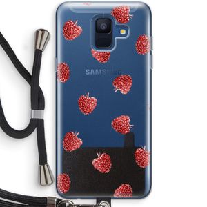 Framboosjes: Samsung Galaxy A6 (2018) Transparant Hoesje met koord