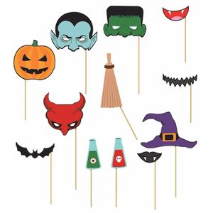 Fotoprop set Halloween 12 stuks   -