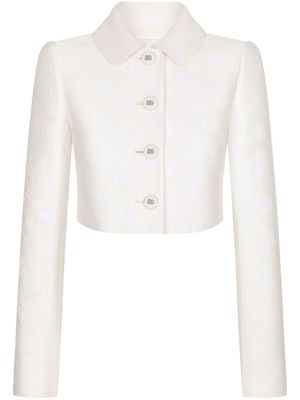 Dolce & Gabbana veste crop à logo DG en jacquard - Blanc