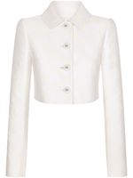 Dolce & Gabbana veste crop à logo DG en jacquard - Blanc - thumbnail