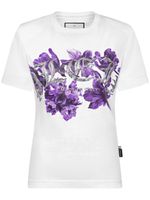 Philipp Plein t-shirt en coton à fleurs - Blanc