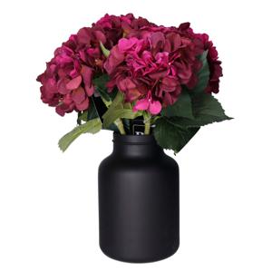 Kunstbloemen boeket Hortensia tak - 8x - bordeaux rood - 48 cm - kunst zijde bloem - hydrangea