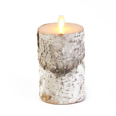 Anna's Collection LED Stompkaars - wit met berkenhout print - 12 x 7 cm?- sfeerverlichting