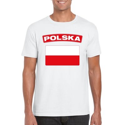 T-shirt met Poolse vlag wit heren