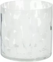 THEELICHTHOUDER GLAS 8CM WIT