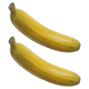 Kunstfruit decofruit - 2x - banaan/bananen - ongeveer 18 cm - geel