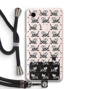 Zwarte poes: Pixel 3 XL Transparant Hoesje met koord