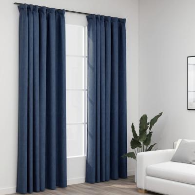 VidaXL Gordijnen linnen-look verduisterend haken 2 st 140x225 cm blauw