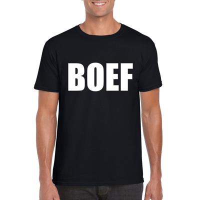 Verkleed T-shirt voor heren - BOEF - zwart - carnaval / foute party