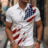 nationale vlag heren casual print wafel poloshirt buiten straat casual amerikaans polyester korte mouw turndown poloshirts wit blauw zomer lente sml reverspolo Lightinthebox - thumbnail