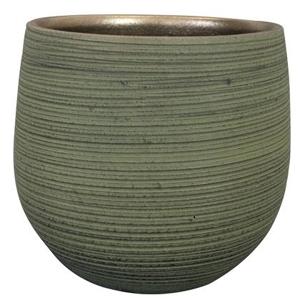 Ter Steege Plantenpot - keramiek - donkergroen - stripes -31x28cm